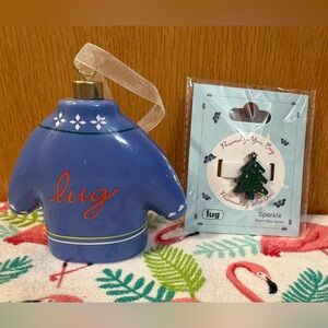 Lug Festive Blue Sweater Ornament with Charm